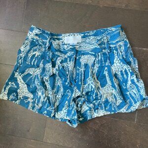 Giraffe printed satin shorts